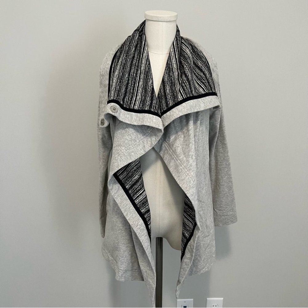 Lululemon Savasana Wrap Sweater Coal Strata Stripe - Picture 12 of 16